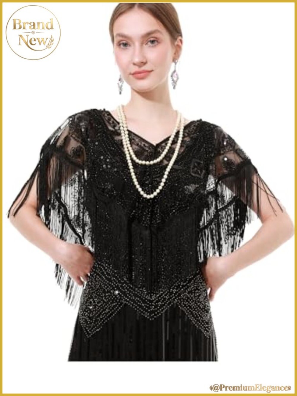 1920s Sequin Fringe Shawl Wrap Wedding Party Gatsby Costume
